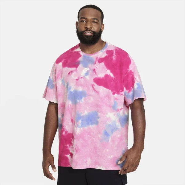 Nike Men's Sportswear Pink Tie-Dye T-Shirt, Size: Medium, Cotton