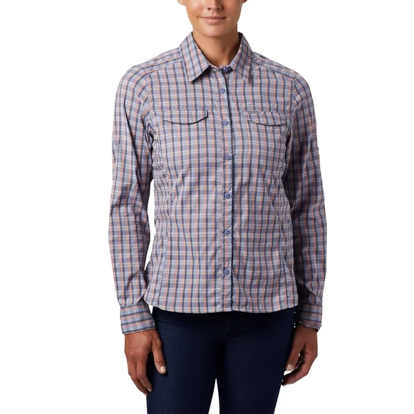 Columbia Women S Silver Ridge Lite Plaid Long Sleeve Shirt 1710561 - XL, New Moon Gingham Plaid