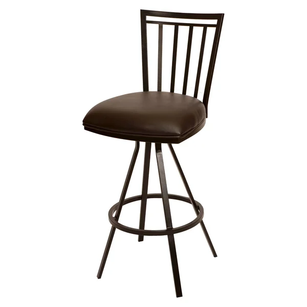 Armen Living Aidan Faux Leather Metal Swivel Counter Stool, Coffee