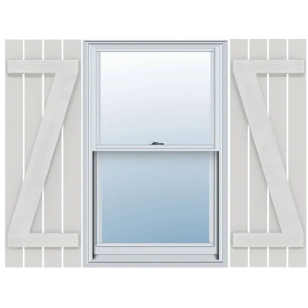 Ekena Millwork FBS06Z23X056RUF 23x22W x 56x22H Rustic Four Board Spaced Board-n-Batten Faux Wood Shutters w/Z-Board (Per Pair)