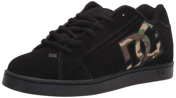 DC Net Black Camo Mens Suede Skate Trainers - 8 UK