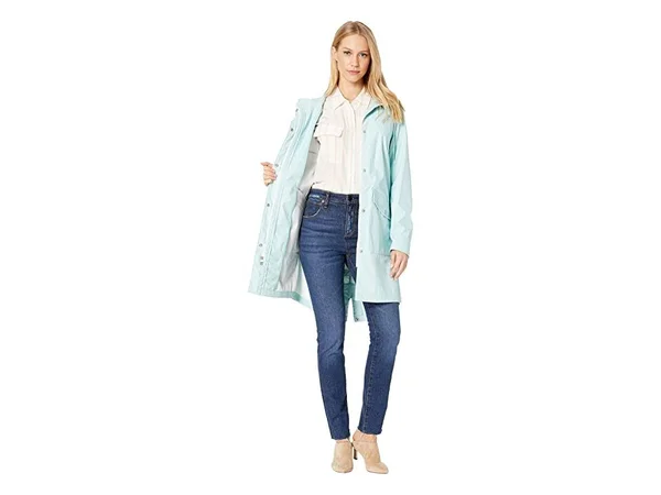 Levi's Rubberized PU Fishtail Rain Parka Women's Coat Light Blue : SM
